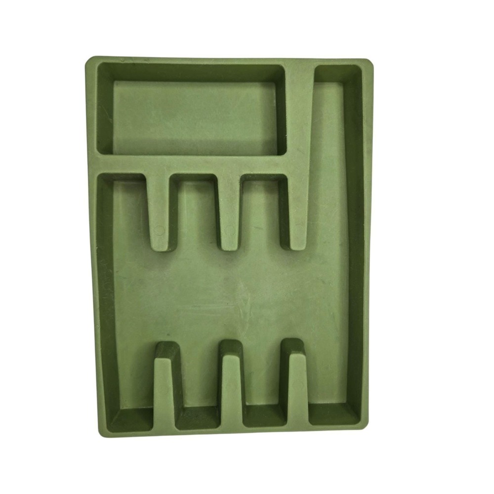Vintage 70's Avocado Green Plastic Silverware Utensil Holder Organizer Tray 225